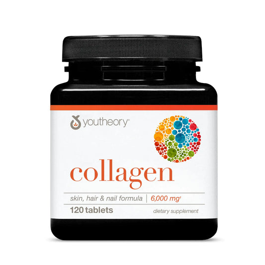 Youtheory Advanced Collagen - 6000 mg Collagen - with Vitamin C - for Hair Skin & Nails* - Collagen Supplements for Women and Men - 120 Tablets