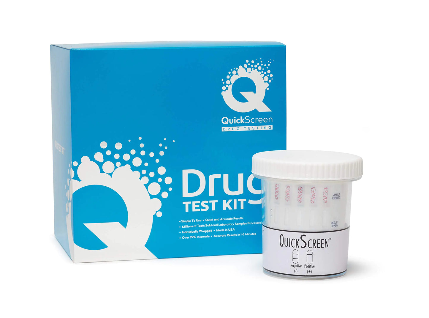 Quickscreen 5 Panel Drug Test Urine Cup at Home Drug Test for Employment & Insurance Use - Multi Panel Urine Drug Test Kit for BZD COC MET-500 OPI-300 THC & Timer - 9162Z (Pack of 1)
